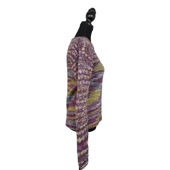 Purple Yellow Knit Sweater Pullover Boho - Picture 8 of 16